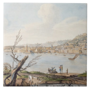 Baai van Napels vanaf de kust van zee bij de Madda Tegeltje