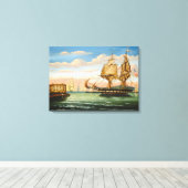 Baai van New York, Zonsondergang Canvas Afdruk (Insitu (Houten vloer))