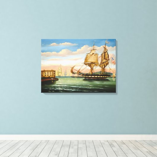 Baai van New York, Zonsondergang Canvas Afdruk (Insitu (Houten vloer))