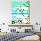 Baai van Varkens, poster van de strandvakantie op  Canvas Afdruk (Insitu (Slaapkamer))