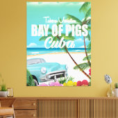 Baai van Varkens, poster van de strandvakantie op  Canvas Afdruk (Insitu (Woonkamer))