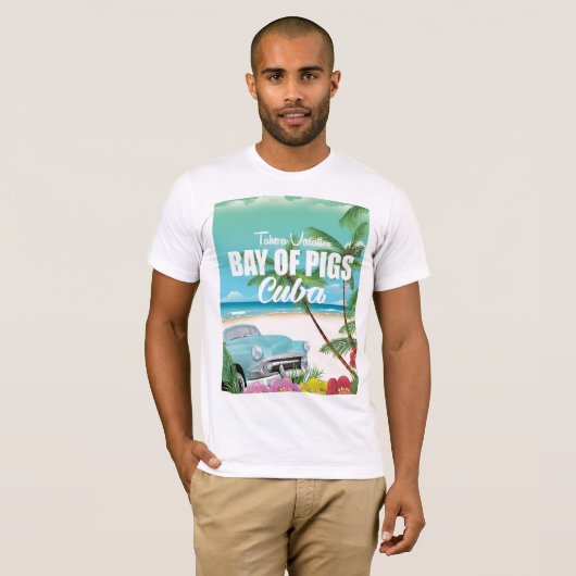 Baai van Varkens, poster van de strandvakantie op  T-shirt (Voorkant volledig)