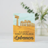 Baalbek Tempel Libanon vintage reisposter Briefkaart (Staand voorkant)