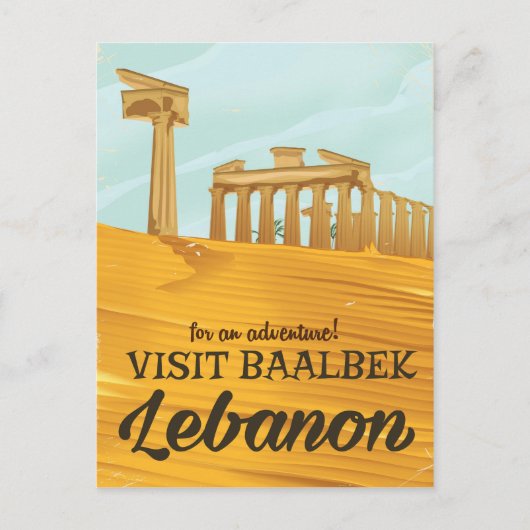 Baalbek Tempel Libanon vintage reisposter Briefkaart (Voorkant)