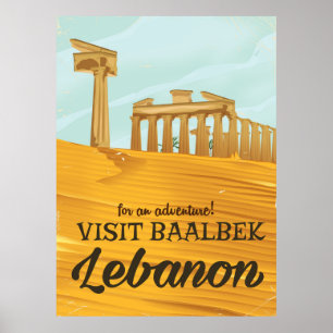 Baalbek Tempel Libanon vintage reisposter Poster