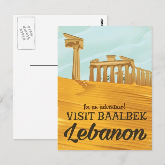 Baalbek Temple Libanon vintage-poster Briefkaart (Voorkant / Achterkant)
