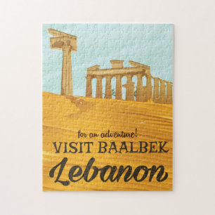 Baalbek Temple Libanon vintage poster Postc Legpuzzel