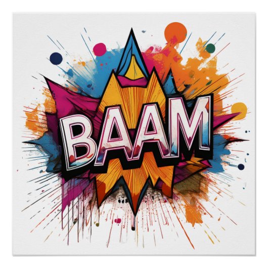Baam Comic Sound Effect - Vetgedrukte en speelse P Perfect Poster (Voorkant)