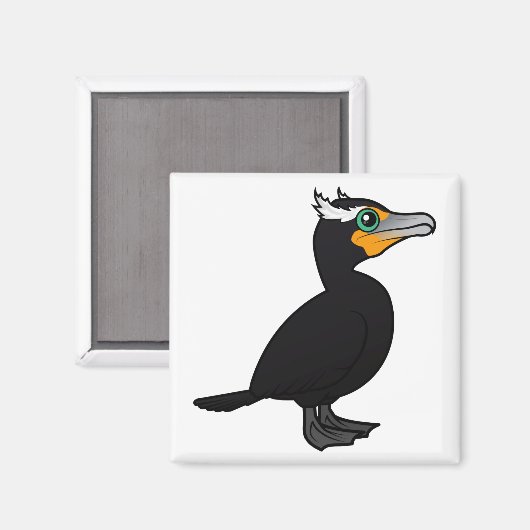 Baarbare dubbelcreste aalscholver magneet (Voorkant / Achterkant)