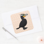 Baarbare dubbelcreste aalscholver vierkante sticker (Envelop)