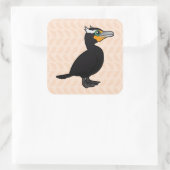 Baarbare dubbelcreste aalscholver vierkante sticker (Tas)