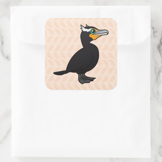 Baarbare dubbelcreste aalscholver vierkante sticker (Tas)