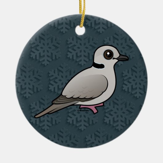 Baarbare ringhalsdove keramisch ornament (Voorkant)