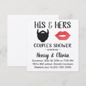 Baard en Lippen Koppels Bruiloft Douche uitnodigin Kaart (Voorkant / Achterkant)