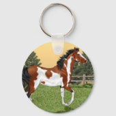 Baard en Witte Pinto Arabische Paard Sleutelhanger (Voorkant)