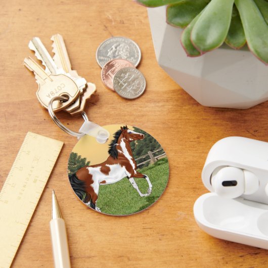 Baard en Witte Pinto Arabische Paard Sleutelhanger (Bureau)