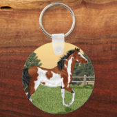 Baard en Witte Pinto Arabische Paard Sleutelhanger (Voorkant)