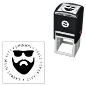 Baard en Zonnebril Retourlabel Zelfinktende Stempel (In situ)