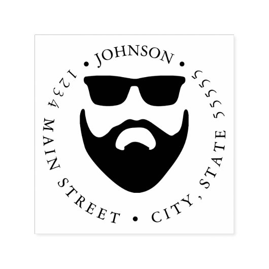Baard en Zonnebril Retourlabel Zelfinktende Stempel (Design)