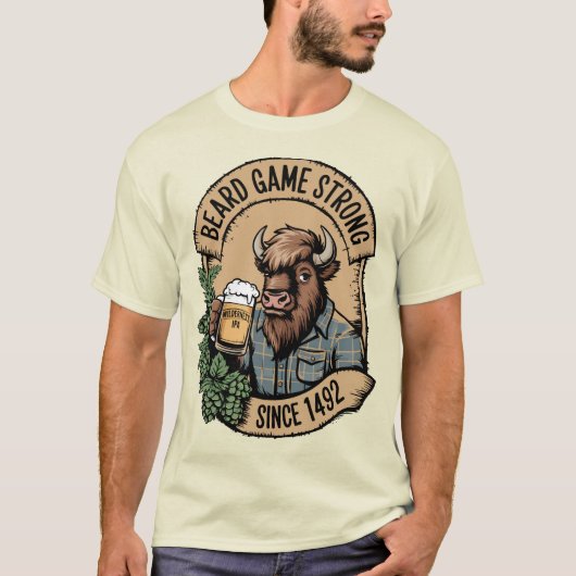 Baard Game Sterk Wilderness Bison IPA Design T-shirt (Voorkant)