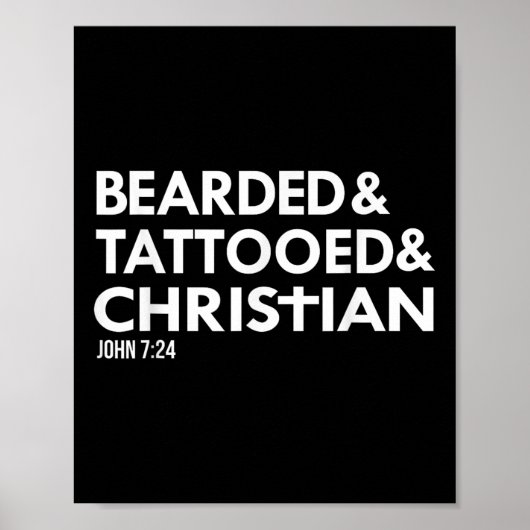 Baard getatoeëerd Christelijk Funny Beard Tattoo T Poster (Voorkant)