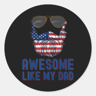 Baard Geweldige zoals mijn vader 4 juli Patriot Ronde Sticker
