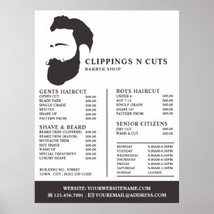Baard Logo, Herenkappers Prijslijst Poster