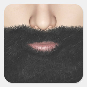 Baard Mond en Neus Vierkante Sticker