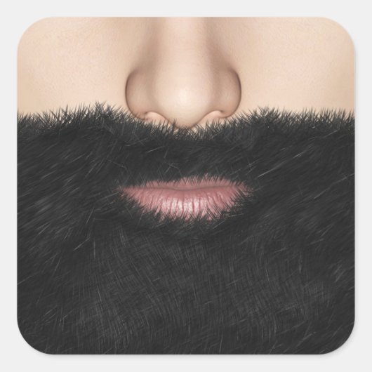 Baard Mond en Neus Vierkante Sticker (Voorkant)
