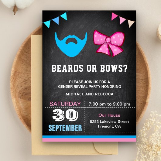 Baard of Strik Gender Reveal Feest Kaart