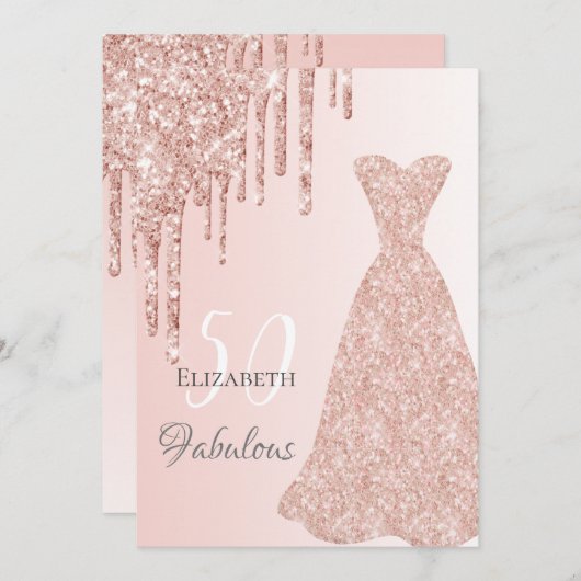 Baardag geweldig elke leeftijd roos goudglitter kaart (Voorkant / Achterkant)