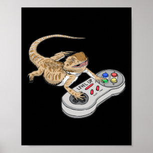 Baardagaam die videogame speelt Reptielen Pagona  Poster