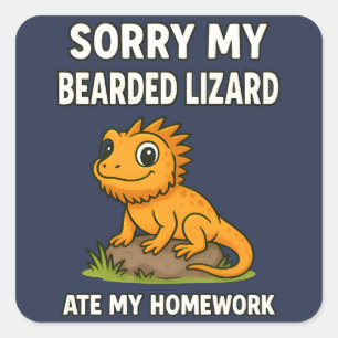 Baardagaam Heeft Mijn Huiswerk Opgegeten Funny Rep Vierkante Sticker