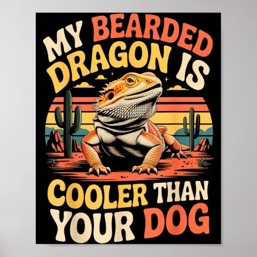 Baardagaam Koeler Reptiel Dier Baardagame Baard Poster (Voorkant)