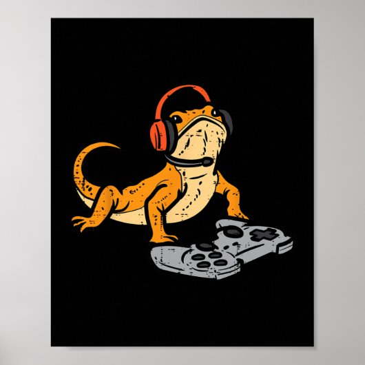 Baardagaam Videogames Funny Gamer Dier Mannen Poster (Voorkant)