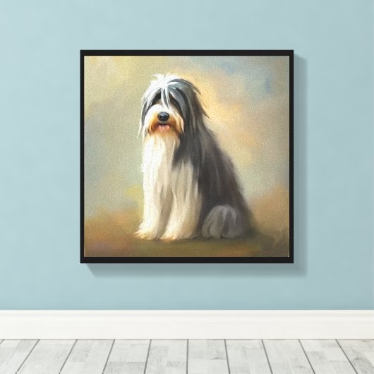 Baardcollie hond canvas afdruk (Insitu (Houten vloer))