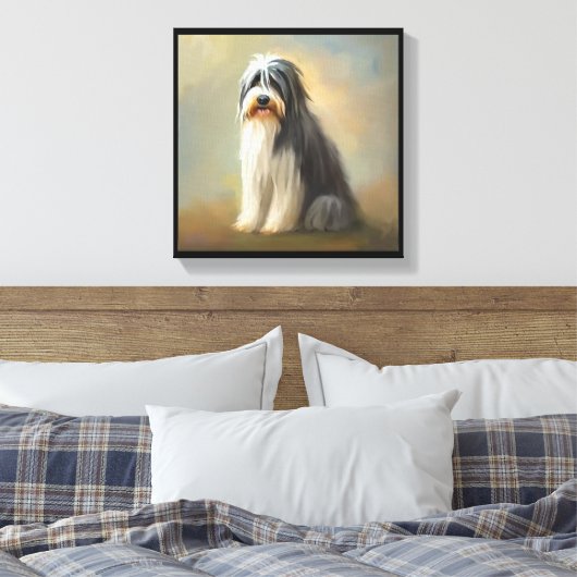Baardcollie hond canvas afdruk (Insitu (Slaapkamer))