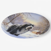 Baardcollie Laat het Sneeuwen Kerst  Papieren Bordje (Gekanteld)