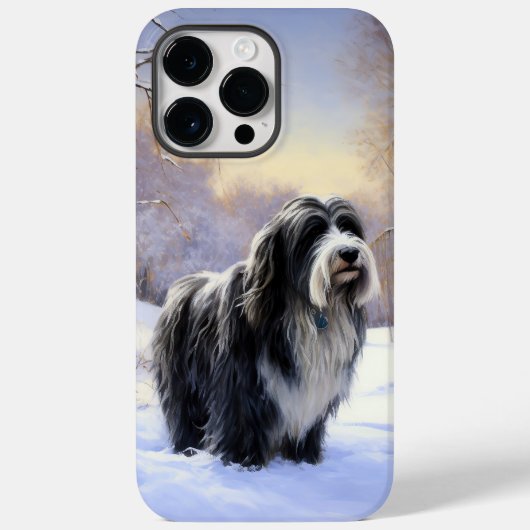 Baardcollie Laat het Sneeuwen Kerstmis  Case-Mate iPhone Case (Achterkant)