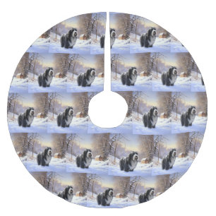 Baardcollie Laat het Sneeuwen Kerstmis  Kerstboom Rok