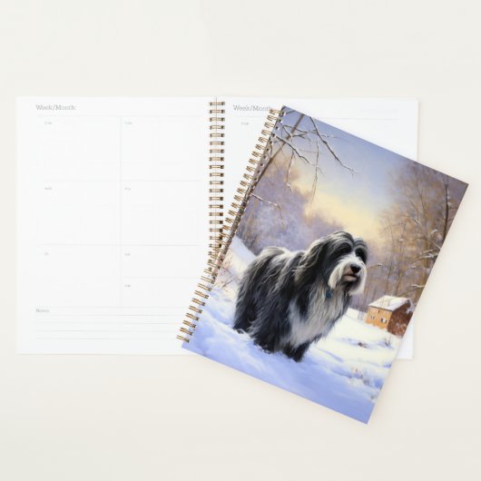 Baardcollie Laat het Sneeuwen Kerstmis Planner (Display)