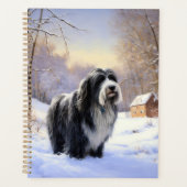 Baardcollie Laat het Sneeuwen Kerstmis Planner (Voorkant)