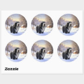 Baardcollie laat het sneeuwen Kerstmis Ronde Sticker (Vel)