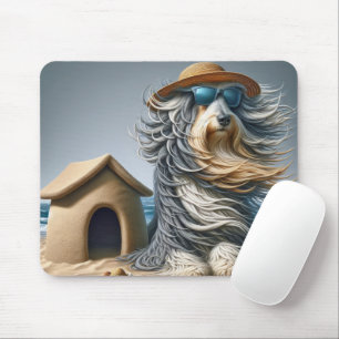 Baardcollie Met Zandkasteelhondenhuis Muismat