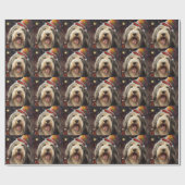 Baardcollie Nieuwjaar Cadeaupapier (Vlak)