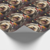 Baardcollie Nieuwjaar Cadeaupapier (Hoek)