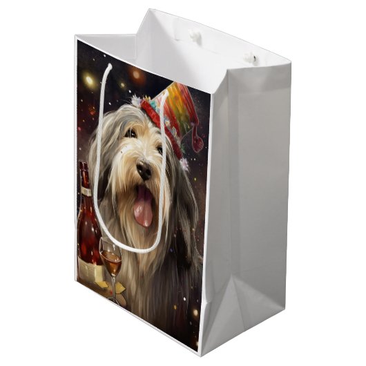 Baardcollie Nieuwjaar Medium Cadeauzakje (Voorkant Gekanteld)