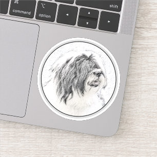 Baardcollie tekening - Mooie originele honden kuns Sticker