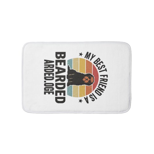 Baardcollie Vintage Sunset Hondenliefhebber Design Badmat (Voorkant)