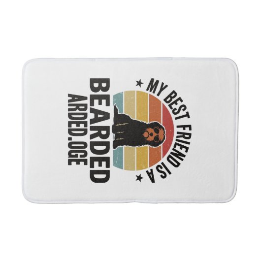Baardcollie Vintage Sunset Hondenliefhebber Design Badmat (Voorkant)